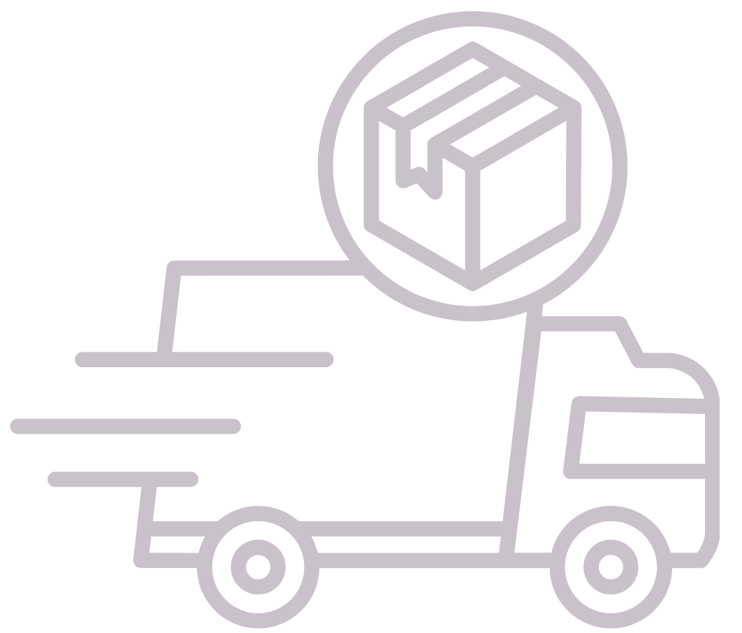 Logistics and transportation industry icon with delivery truck and package