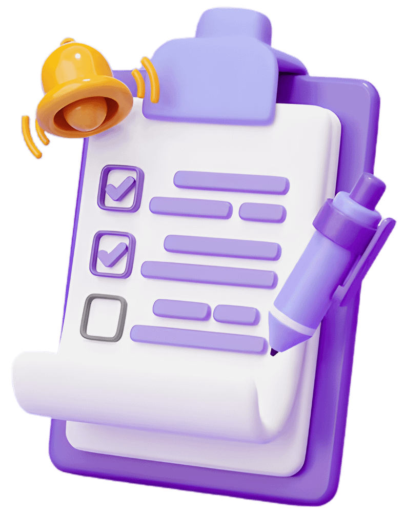 XR content management checklist with notification bell