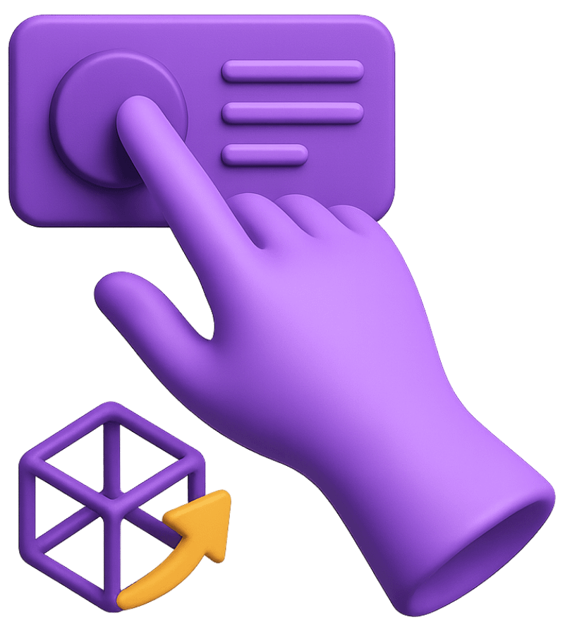 Virtual reality hand interaction design with 3D cube element