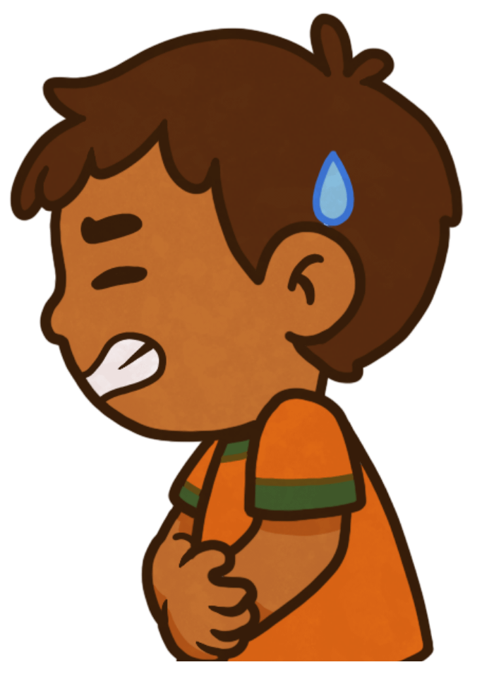 Educational Game Common Bladder Problems in Kids Bladder Defender, an educational game featuring a kid experiencing pain due to bladder issues