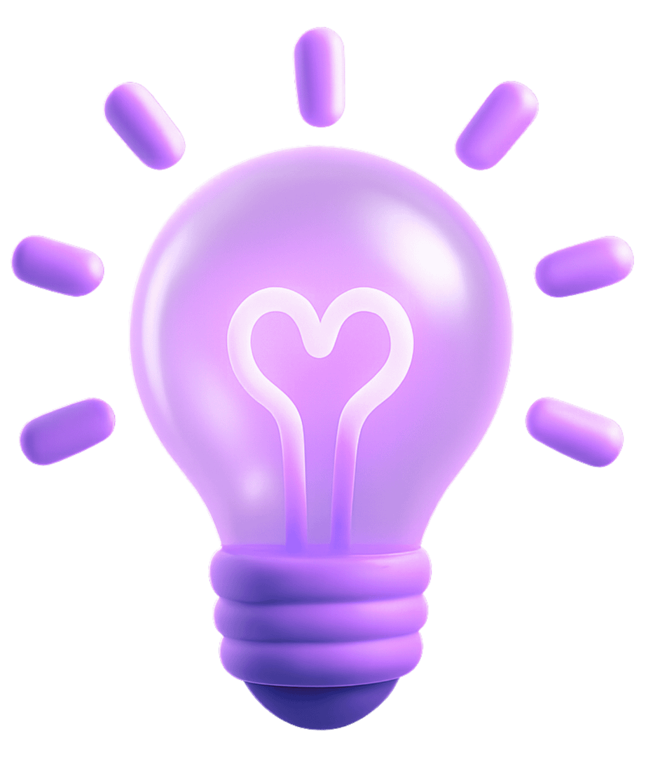 2D game art concept ideation with purple lightbulb icon representing creative ideas, innovation, and brainstorming for game design