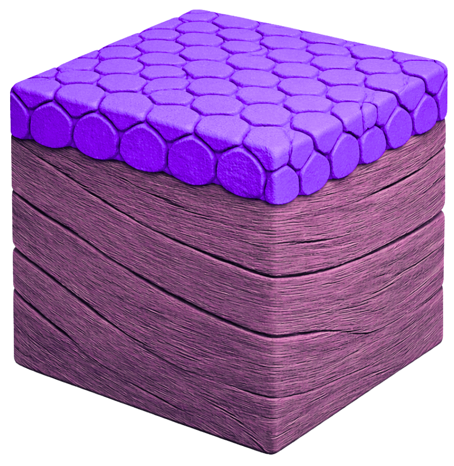 3D game artwork showing an optimized geometric shape with detailed textures