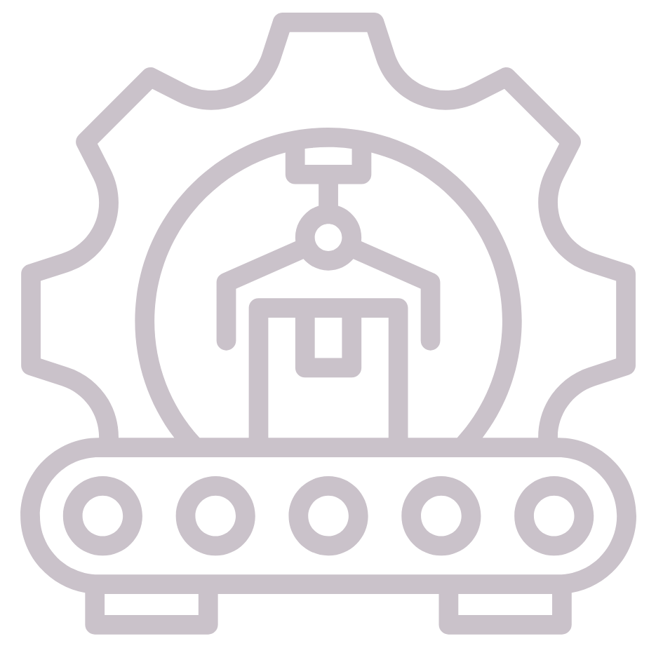 Manufacturing and industrial industry icon with factory and conveyor belt