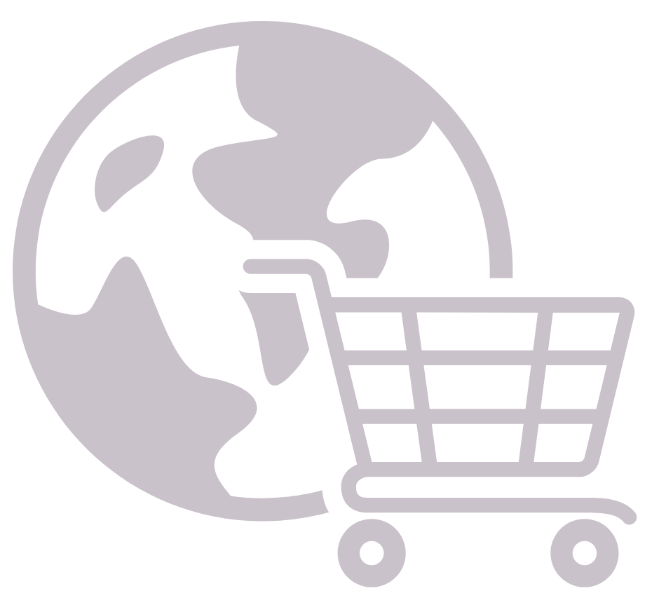 E-commerce and retail industry icon with globe and shopping cart