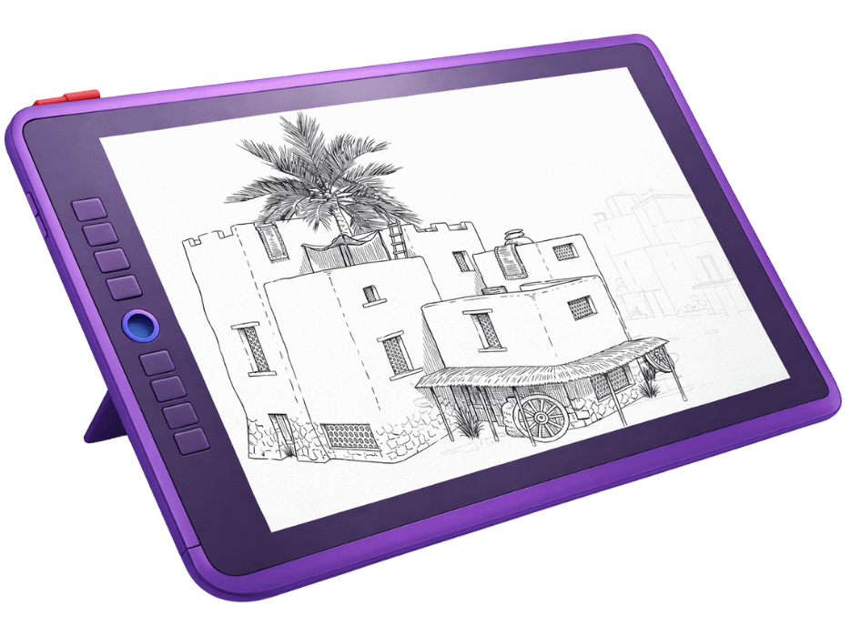 Tablet showcasing a game's concept artwork