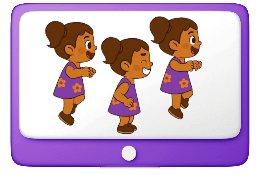 2D game art development on a tablet showing three hand-drawn character sprites