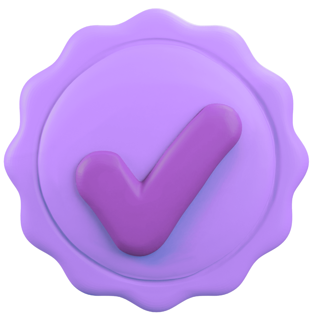 Game character design refinement and approval with a purple tick mark icon