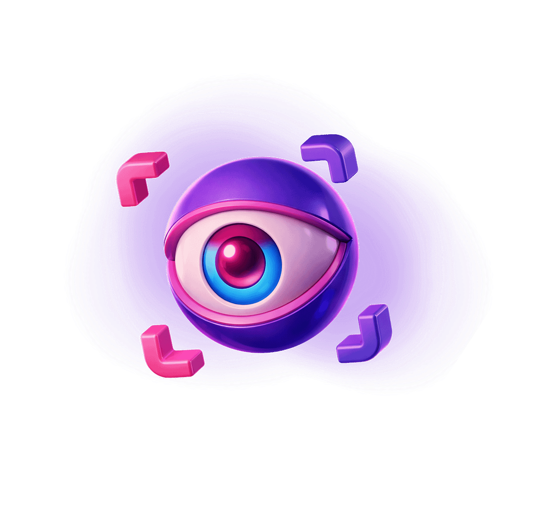 Computer vision and image recognition icon with eye symbol