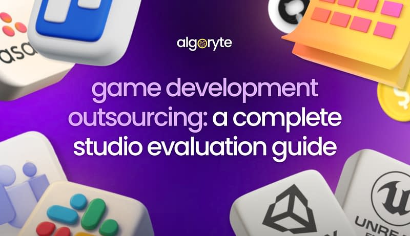 Game Development Outsourcing: A Complete Studio Evaluation Guide 5 Game development tools and icons including Unity Engine and Unreal Engine logos representing studio evaluation for outsourcing