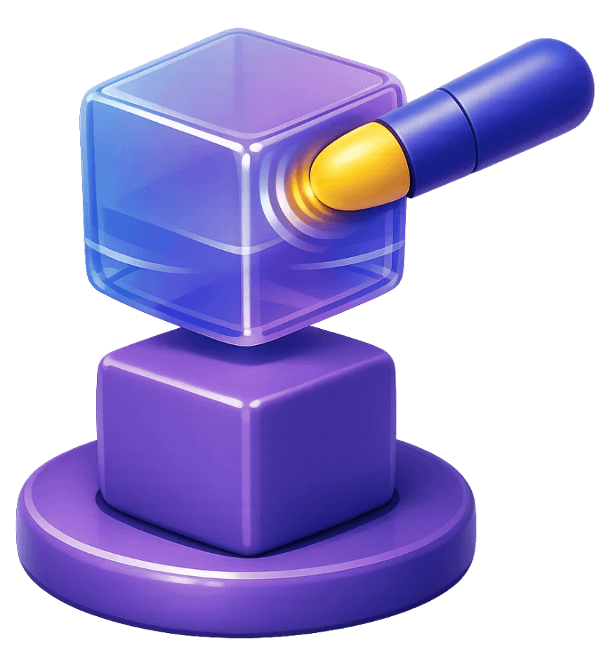 MR pointer interacting with transparent digital cube