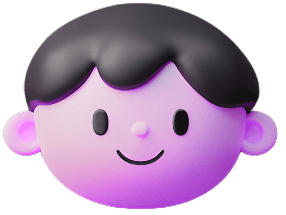 Game art services for 3D asset production featuring cute stylized character with purple gradient shading and smooth textures for mobile games