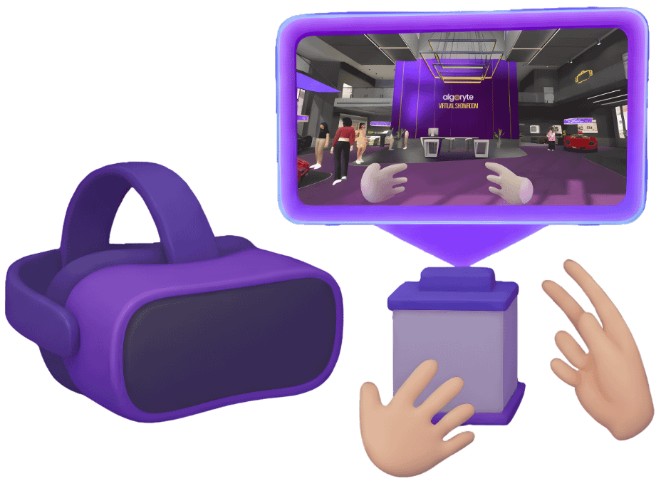 Virtual Reality Services 14 Virtual reality headset displaying immersive 3D environment