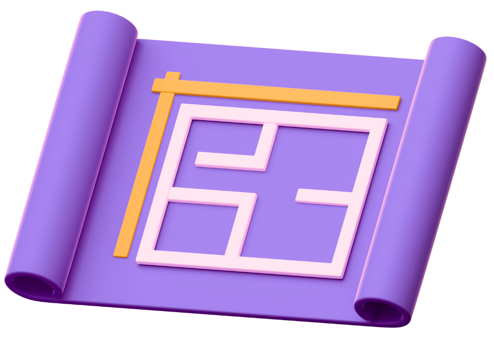 Game world blockout layout planning blueprint with geometric floor plan and T-square ruler tool