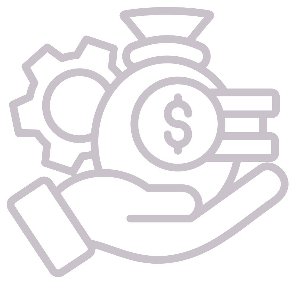 Financial services industry icon with hand holding coin and gear