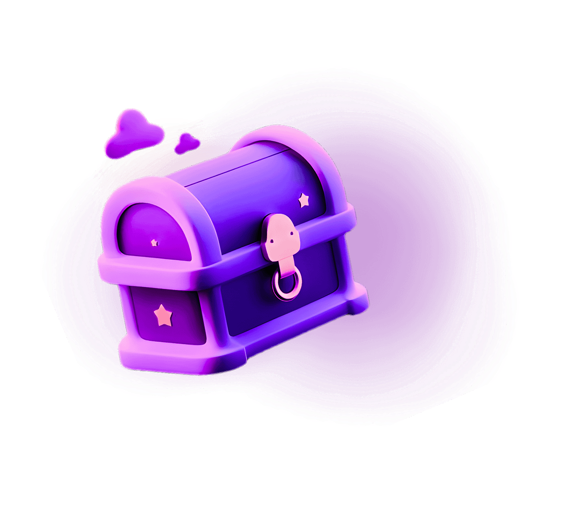 Game artwork showing a treasure box in purple gradient