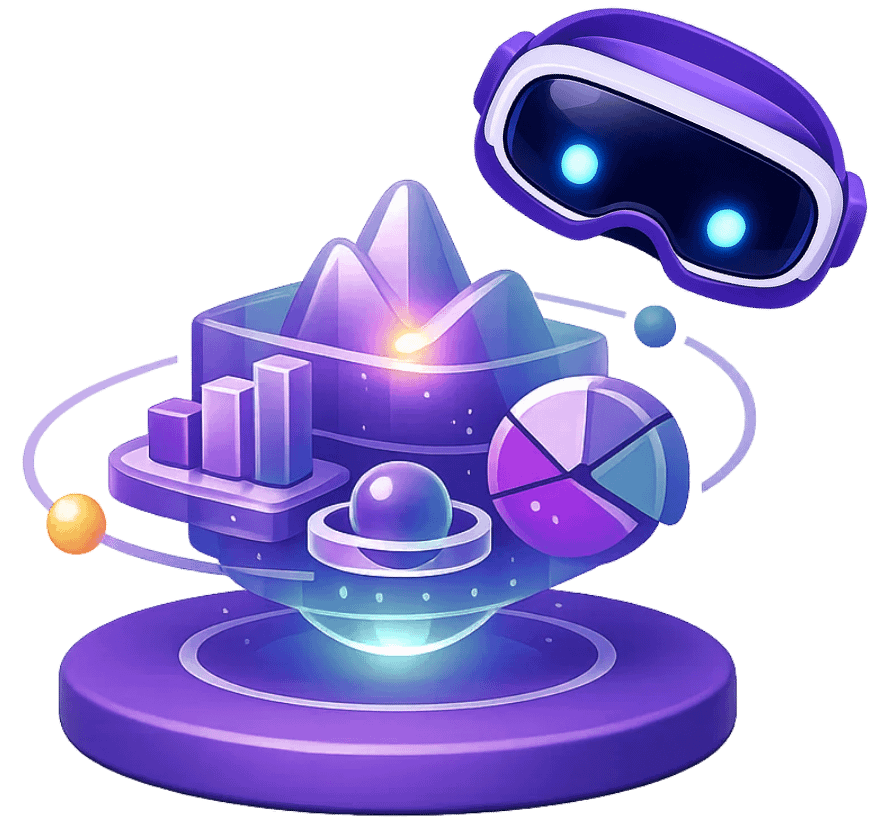 MR headset with 3D holographic visualizations and analytics data