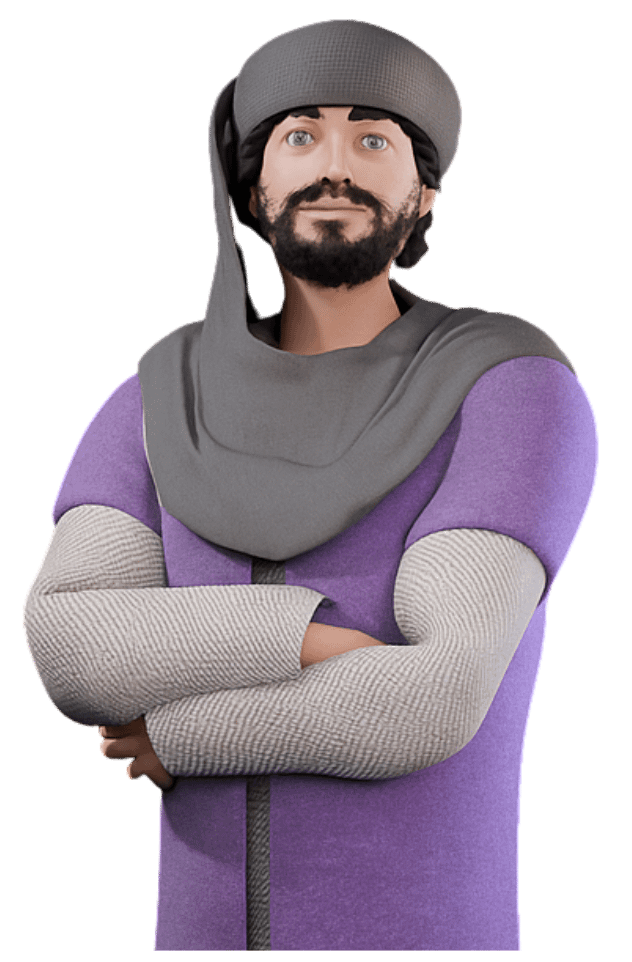 Concept art character development featuring an Arabic villager