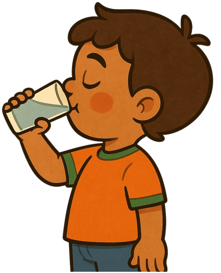 Bladder Defender, an educational game featuring a kid drinking water