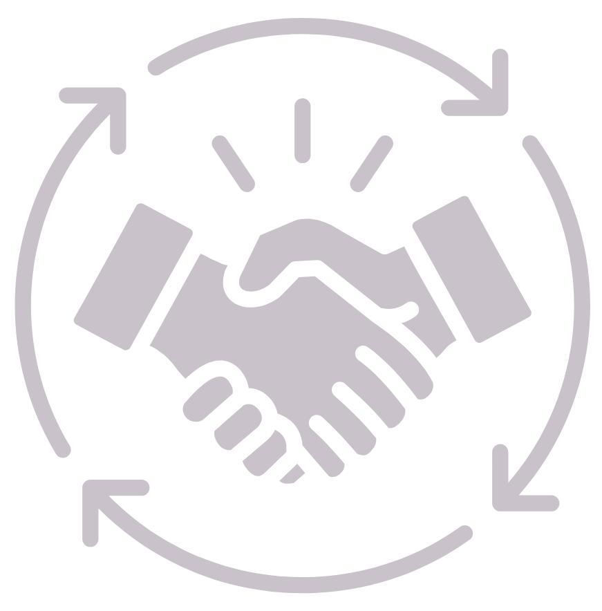 Enterprise and collaboration industry icon with handshake and circular arrows