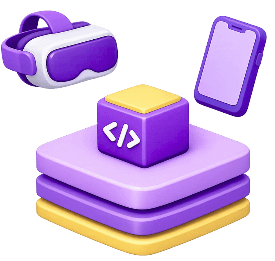 XR unified development with VR headset, smartphone, and code layers