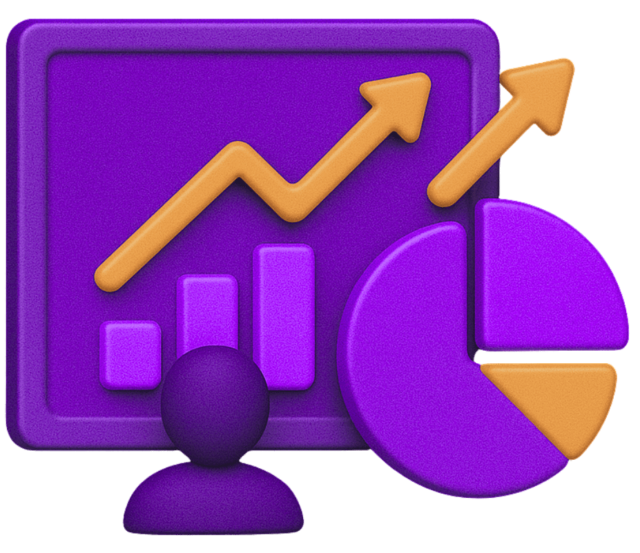 Virtual reality analytics dashboard with growth metrics