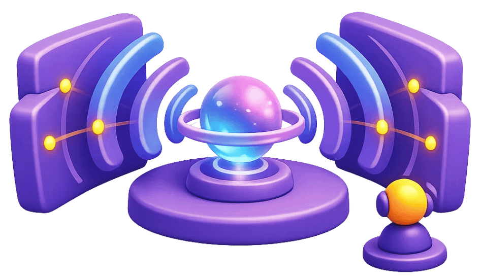 MR spatial audio system with holographic sphere and surround sound waves