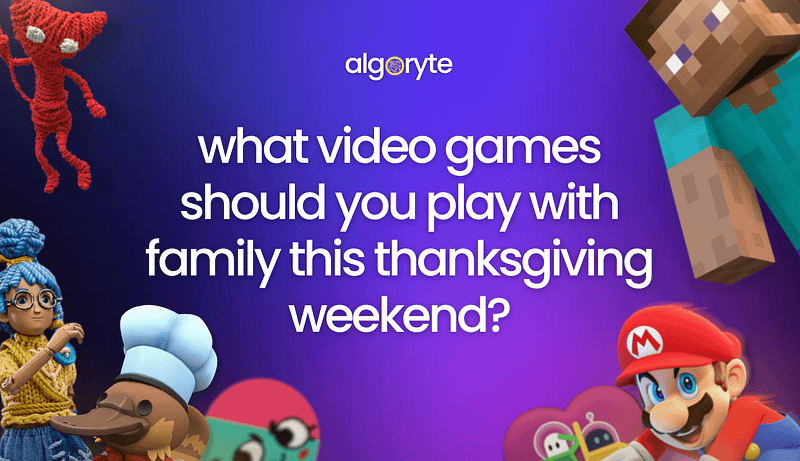 Popular video game characters including Mario and Minecraft Steve for family Thanksgiving gaming